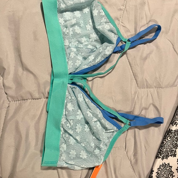 Teal and Blue Floral Bralette - Picture 1 of 2